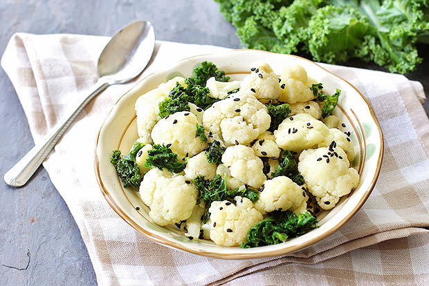 Cauliflower and Kale with Sesame and Ginger Recipe